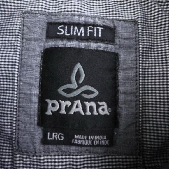 PrAna Slim Fit Shirt Mens Size Large Button Up Gray Roll Tab Long Sleeve - Picture 4 of 11